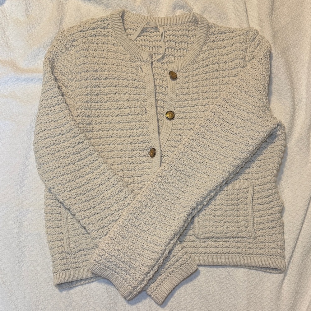 Anthropologie Cream Textured Cardigan